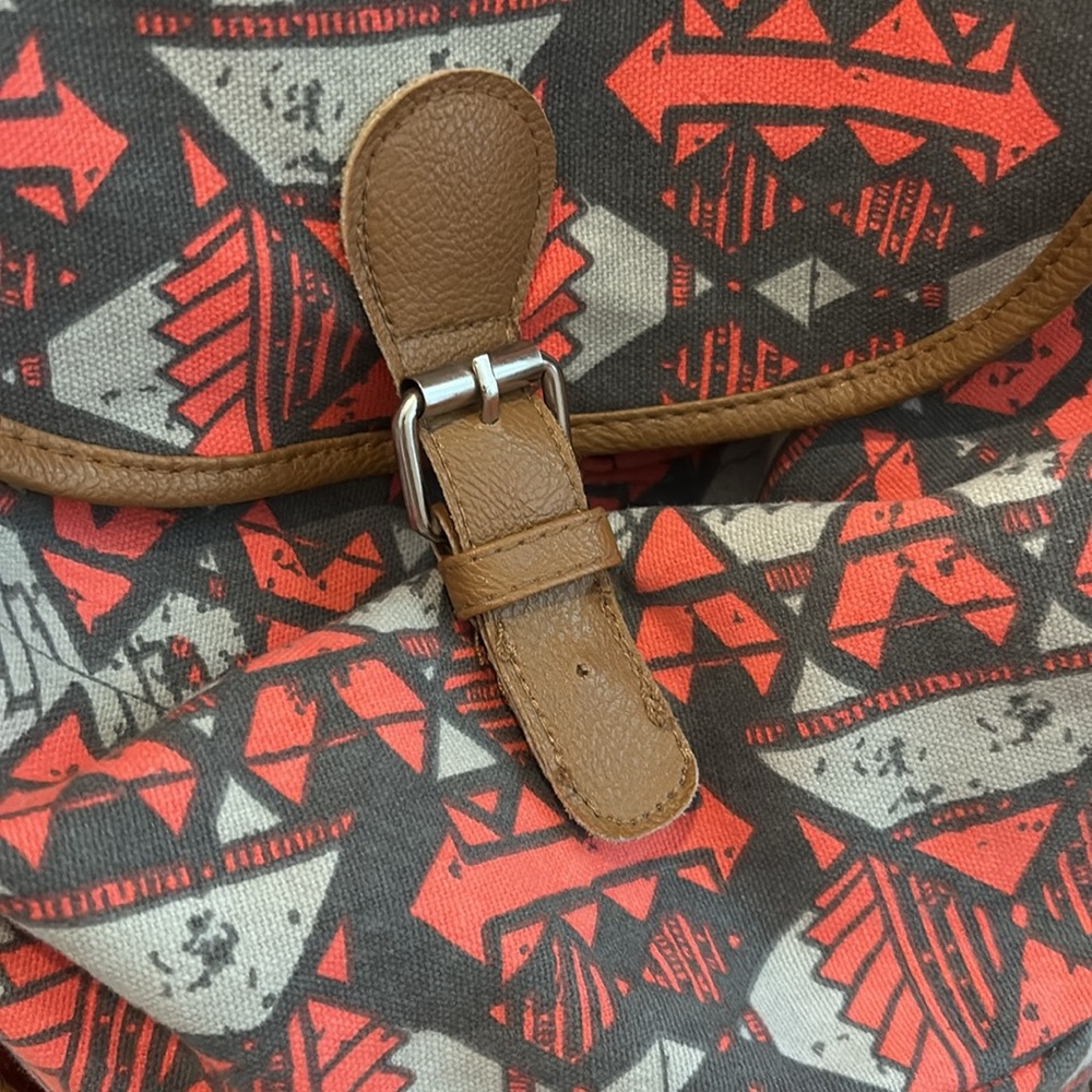 Geometric Pattern Backpack With Buckle Straps - image 5